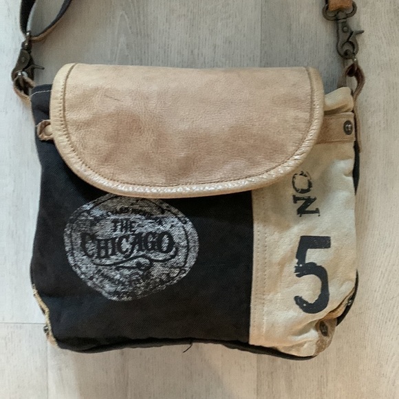 Myra Bag Brown black Chicago distressed Crossbody/Shoulder Bag Genuine Leather - Picture 3 of 16